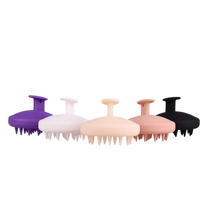 Customized Soft Silicone Scalp Scrubber Detangling Shampoo Hair Brush Round Scalp Scrub Scalp Massager Brush for Hair