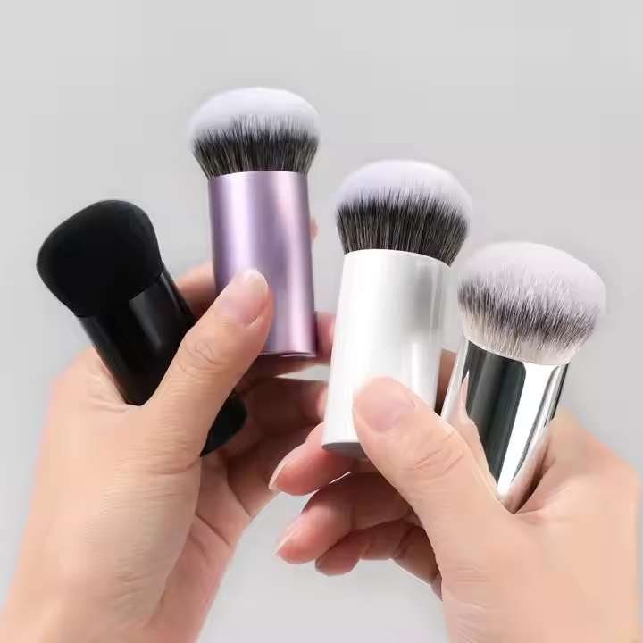 Luxury Aluminum Tube Kabuki Liquid Seamless Foundation Brush Soft Synthetic Hair Small Buffer Brush Makeup Kabuki