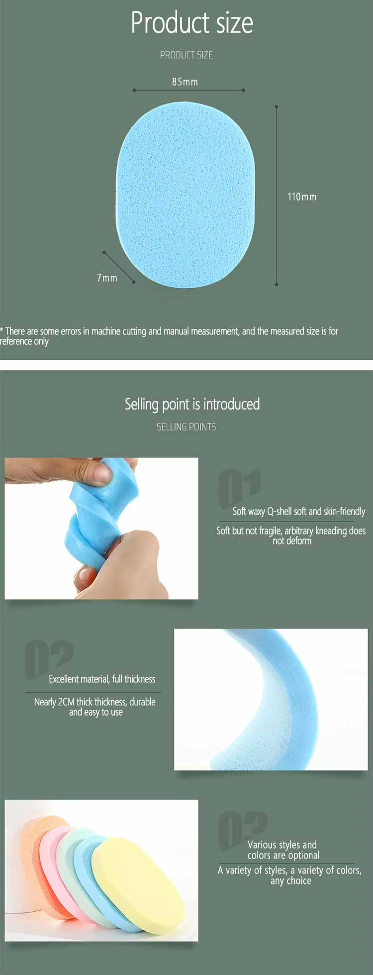 OEM and ODM Facial Sponge Puff Customized Wash Face Cleaning Makeup Remover Absorbent Sponge Exfoliating Face Puff
