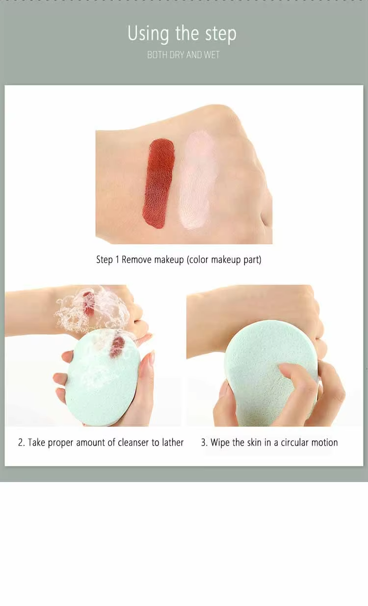 OEM and ODM Facial Sponge Puff Customized Wash Face Cleaning Makeup Remover Absorbent Sponge Exfoliating Face Puff