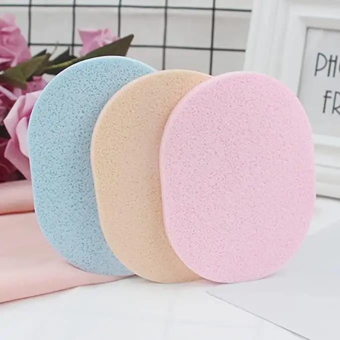 OEM and ODM Facial Sponge Puff Customized Wash Face Cleaning Makeup Remover Absorbent Sponge Exfoliating Face Puff