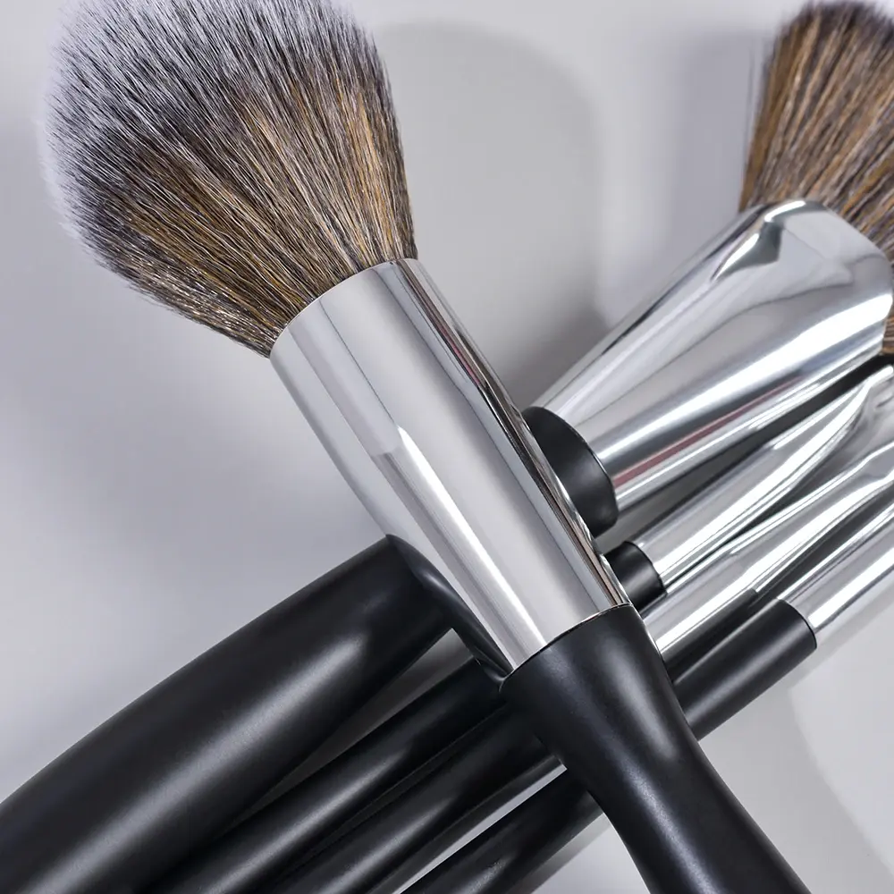Source Factory Vegan Makeup Brushes 16pcs Professional High Quality Custom Logo Black Cosmetic Makeup Brushes Set