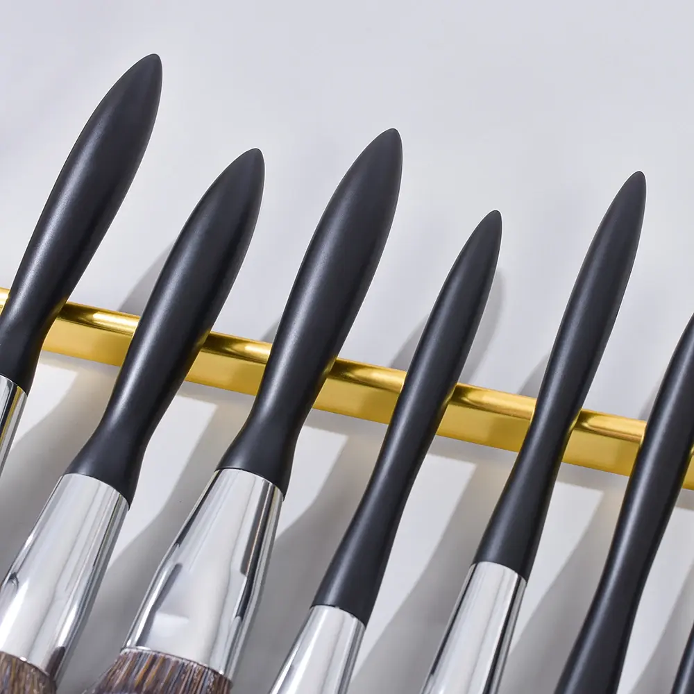 Source Factory Vegan Makeup Brushes 16pcs Professional High Quality Custom Logo Black Cosmetic Makeup Brushes Set