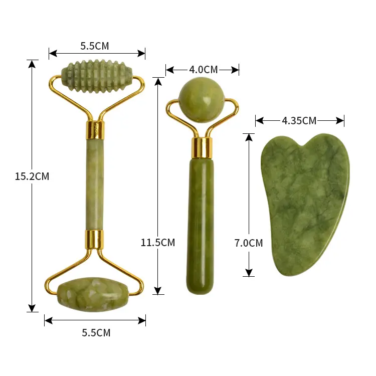 Support Customization 3 in 1 Portable Hand Massage Tool Jade Stone Massage Roller Set with Box Packaging