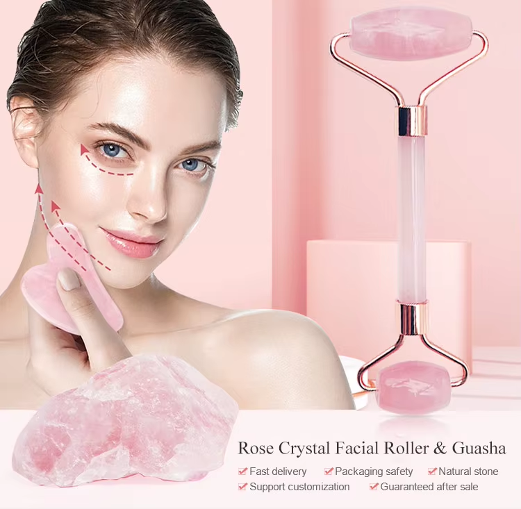 Popular Face Roller Skin Care Tool High Quality Pure Natural Rose Quartz Jade Roller for Face Gua Sha Stone Massager