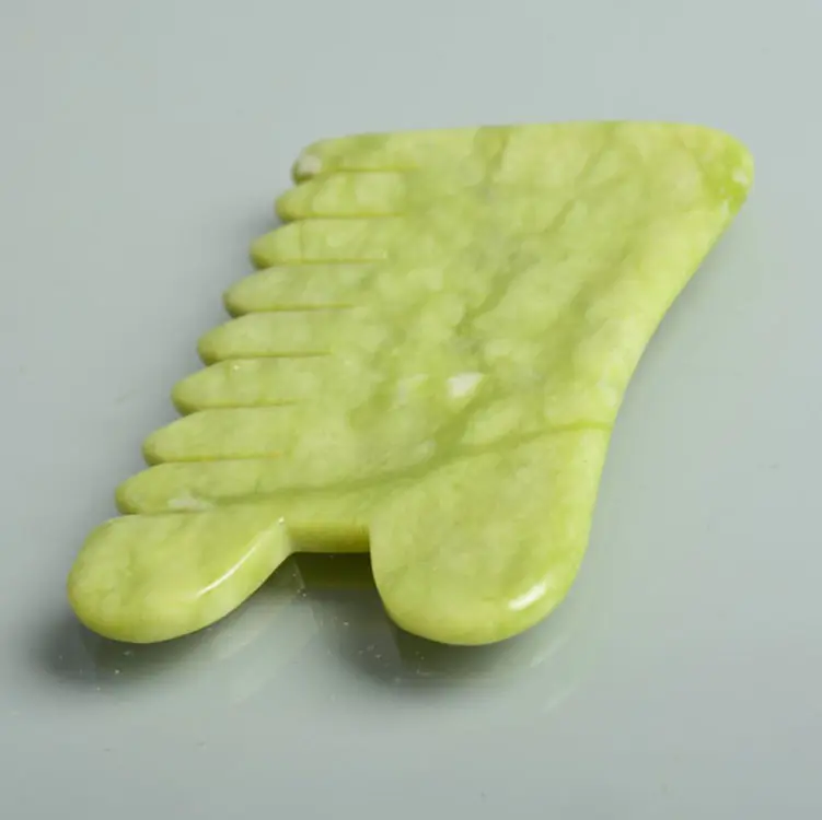 Natural Jade Stone Comb Guasha Gua Sha Board Comb Shape Massage Hand Massager Relaxation Comb Health Care