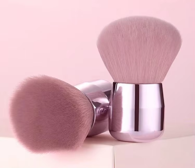 Custom Professional High Quality Pink Makeup Tools Unique Nail Brush with Large Foundation Blush Single Handle