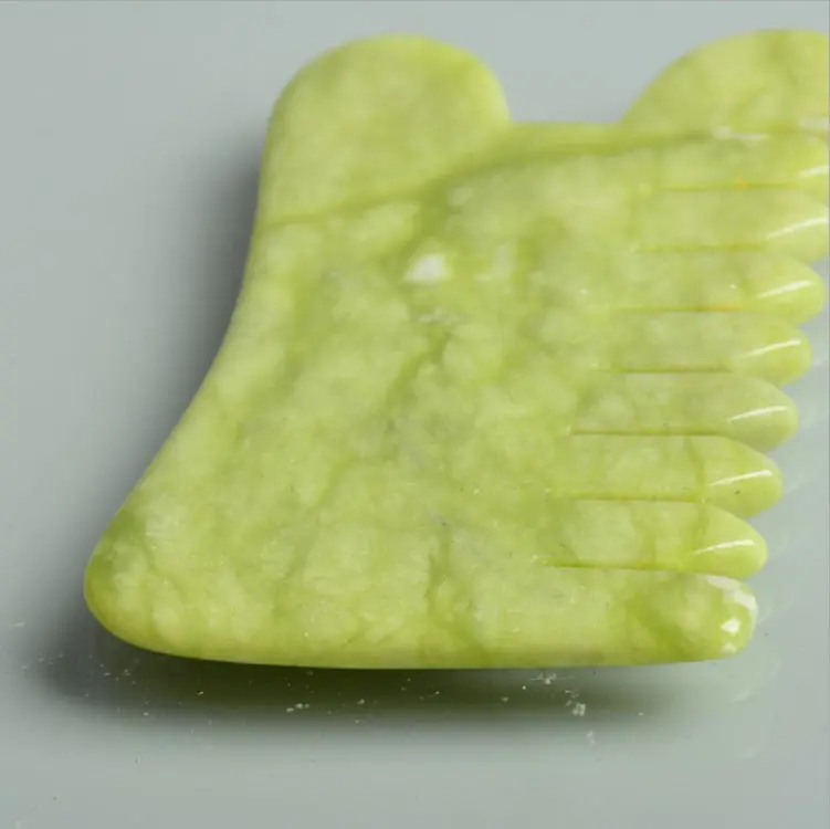 Natural Jade Stone Comb Guasha Gua Sha Board Comb Shape Massage Hand Massager Relaxation Comb Health Care