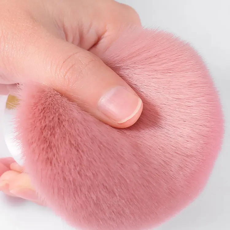 Custom Professional High Quality Pink Makeup Tools Unique Nail Brush with Large Foundation Blush Single Handle