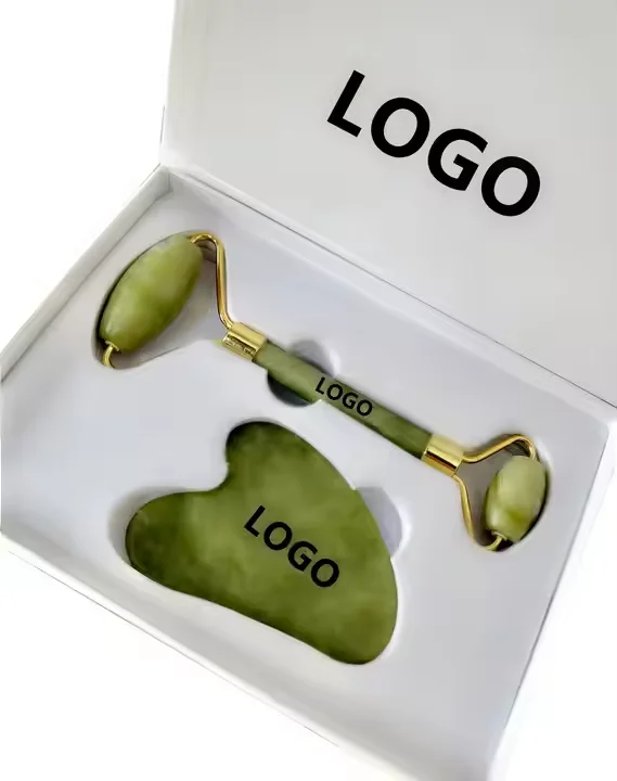 Support Customization 3 in 1 Portable Hand Massage Tool Jade Stone Massage Roller Set with Box Packaging
