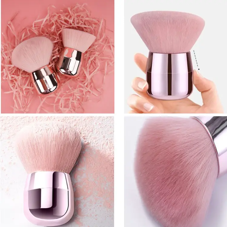 Custom Professional High Quality Pink Makeup Tools Unique Nail Brush with Large Foundation Blush Single Handle