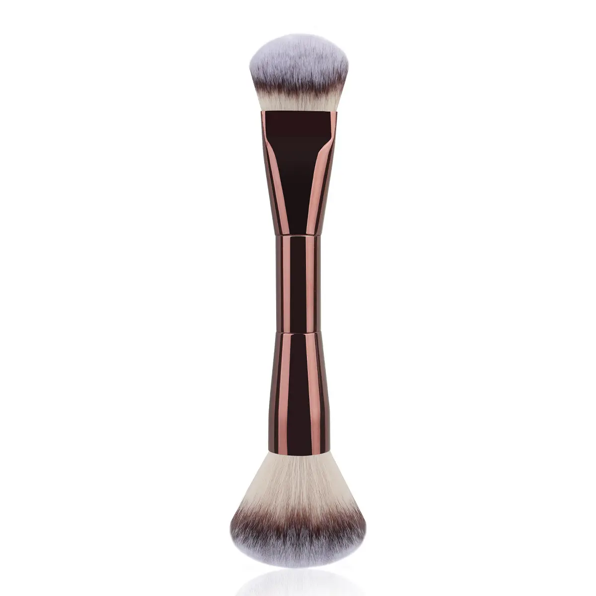 Low MOQ Customized Double Ended Large Flat Kabuki Premium Synthetic Dual-ended Fluffy Face Foundation Brush 
