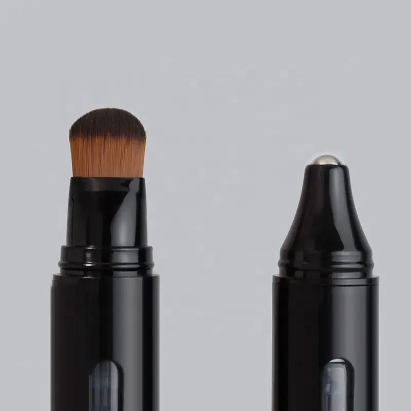Black Roll on Plastic Perfume 15ml Airless Bottle Hair Dye Fragrance Foundation Concealer Click Pen Tube with Brush