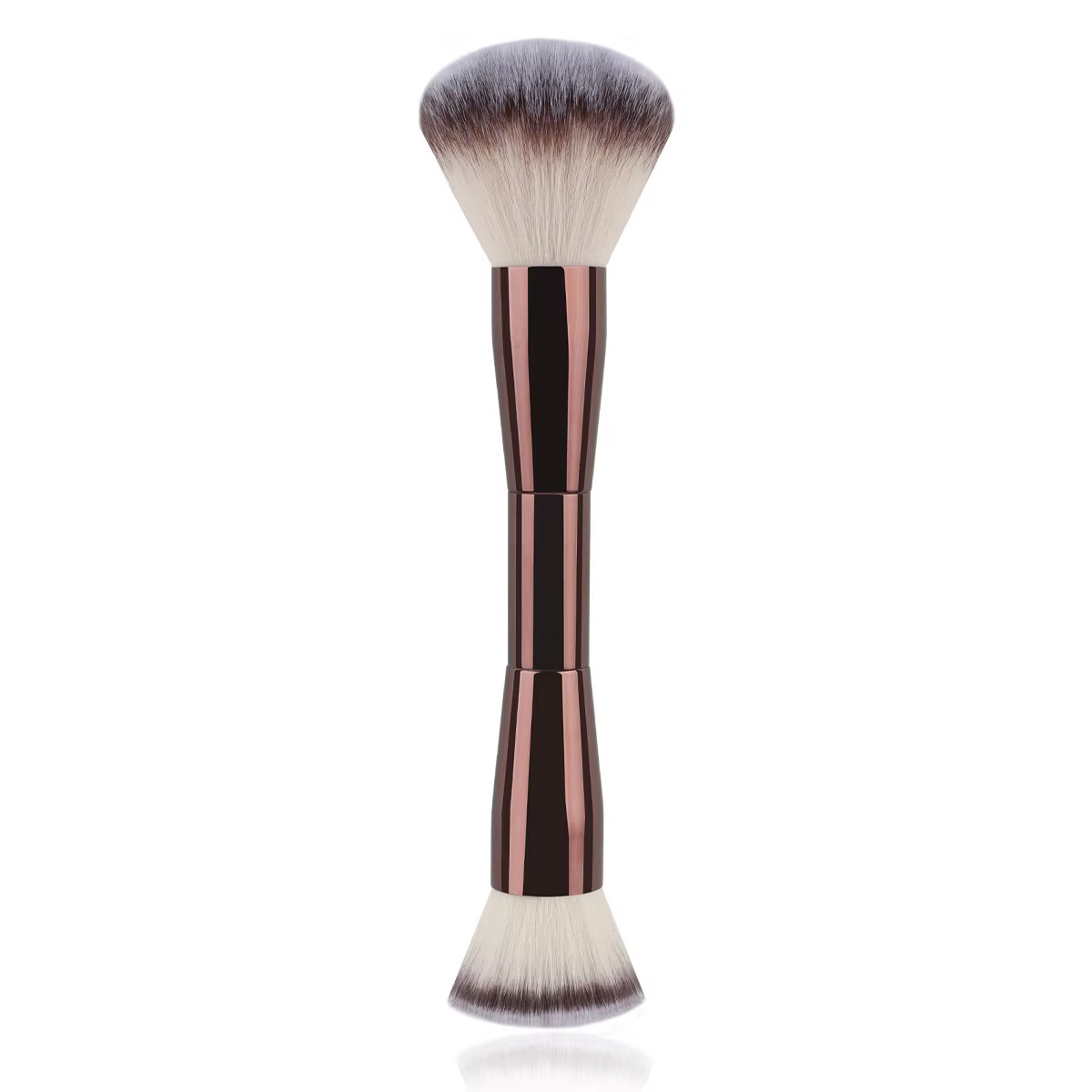 Low MOQ Customized Double Ended Large Flat Kabuki Premium Synthetic Dual-ended Fluffy Face Foundation Brush 