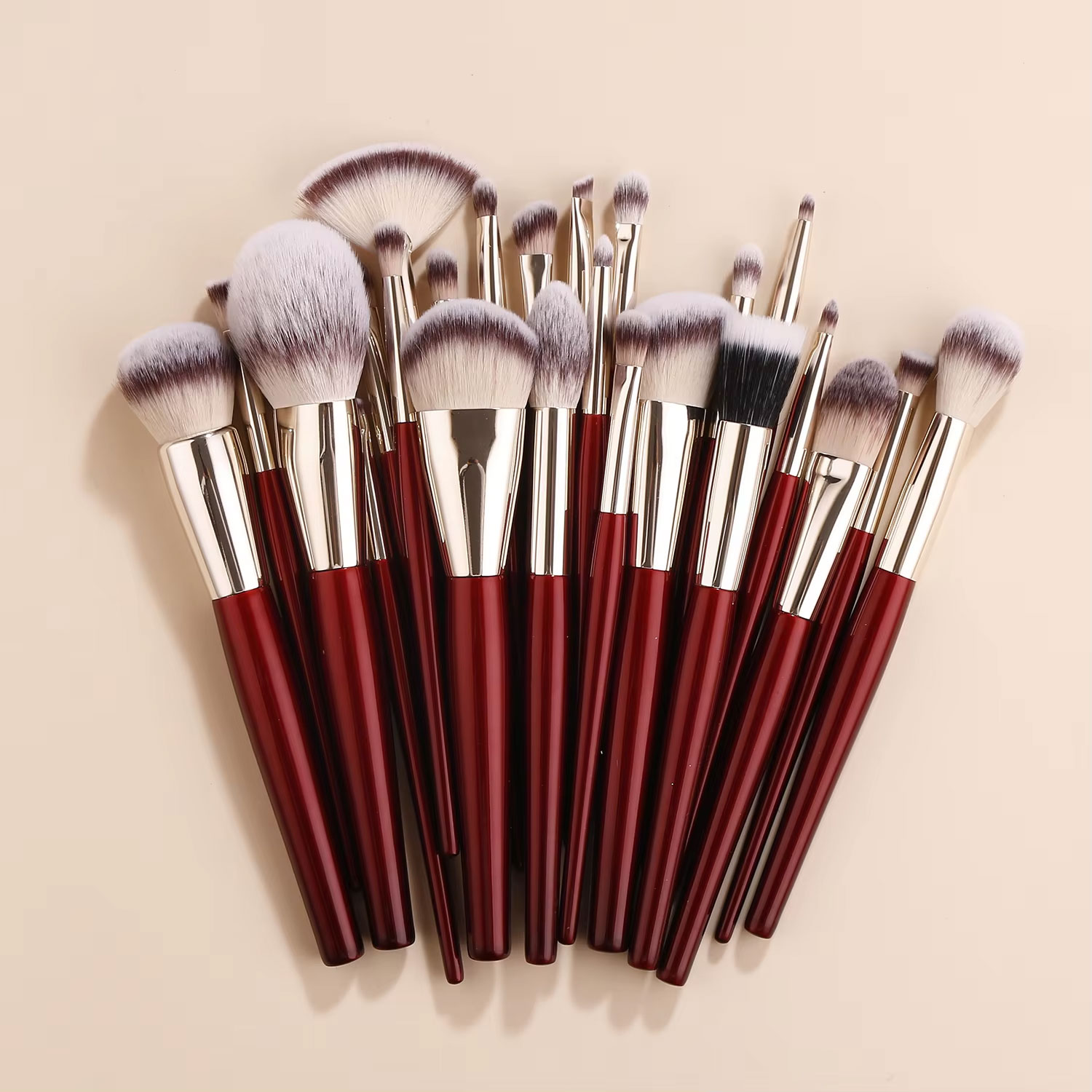 24pcs Professional High Quality Synthetic Nylon Fiber Flat Makeup Brushes Travel-friendly Handles for Face