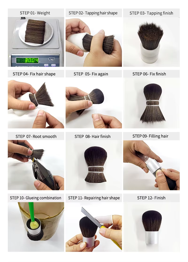 Low MOQ Customized Double Ended Large Flat Kabuki Premium Synthetic Dual-ended Fluffy Face Foundation Brush 
