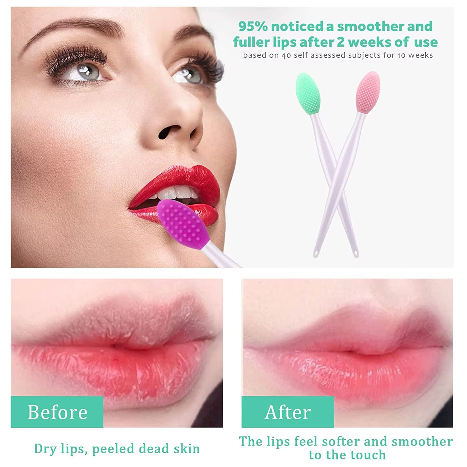 Reusable Exfoliate Lip Brush Soft Nose Cleaning Brush Double Side Silicone Lip Scrub Exfoliator Brushes for Schminke