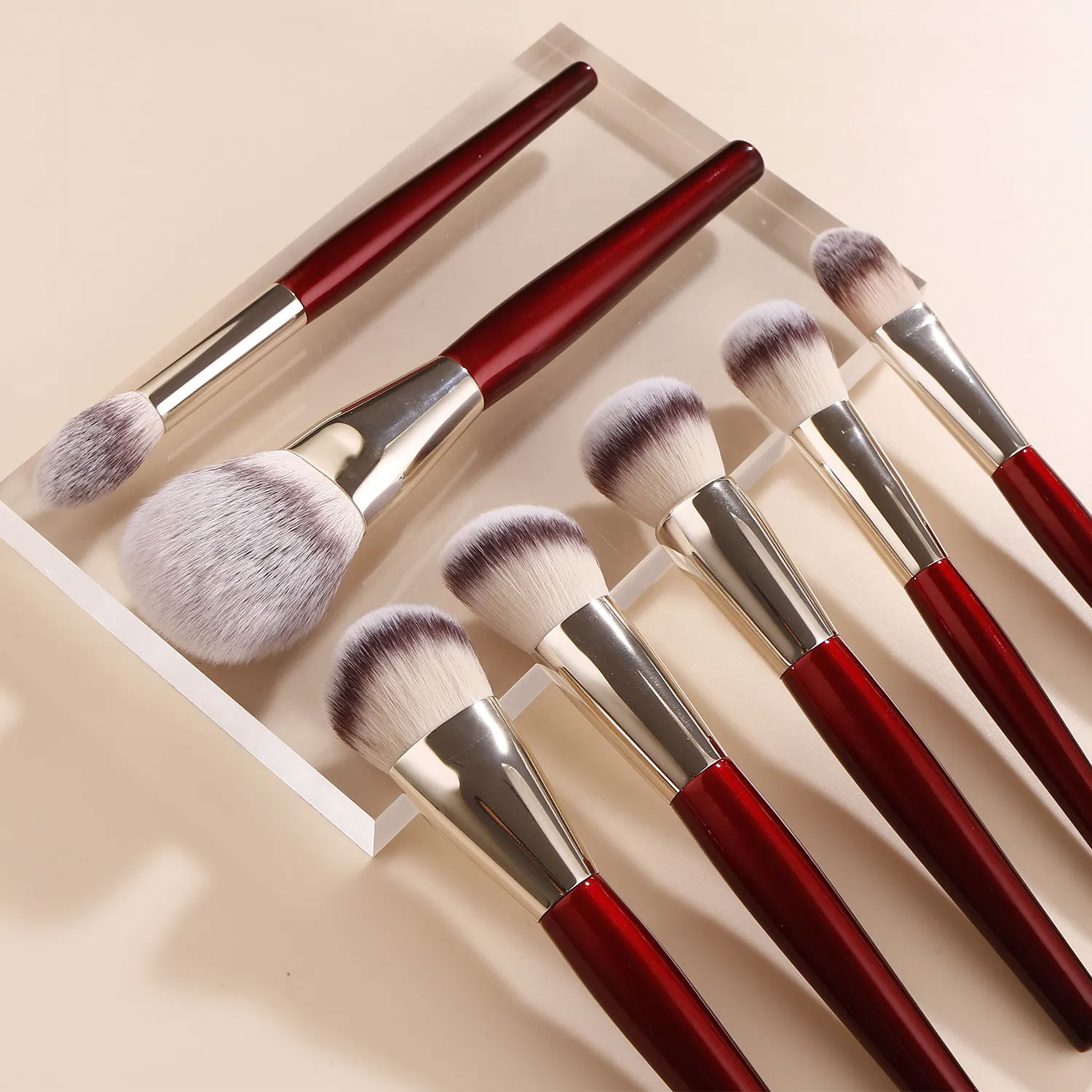 24pcs Professional High Quality Synthetic Nylon Fiber Flat Makeup Brushes Travel-friendly Handles for Face