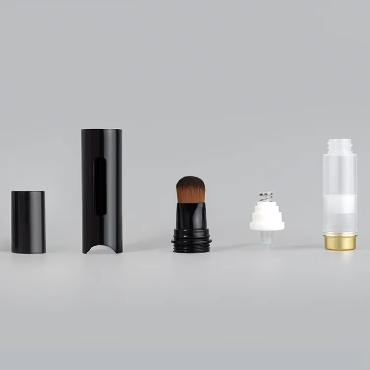 Black Roll on Plastic Perfume 15ml Airless Bottle Hair Dye Fragrance Foundation Concealer Click Pen Tube with Brush