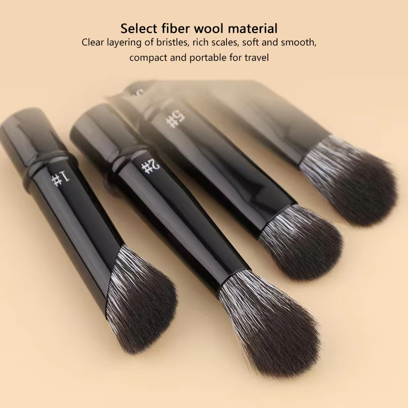 Dual-Ended Blending Blush Angled Stipple Eye Shadow Crease Concealer Brush Set Double-Sided Makeup Eyebrow Pencil
