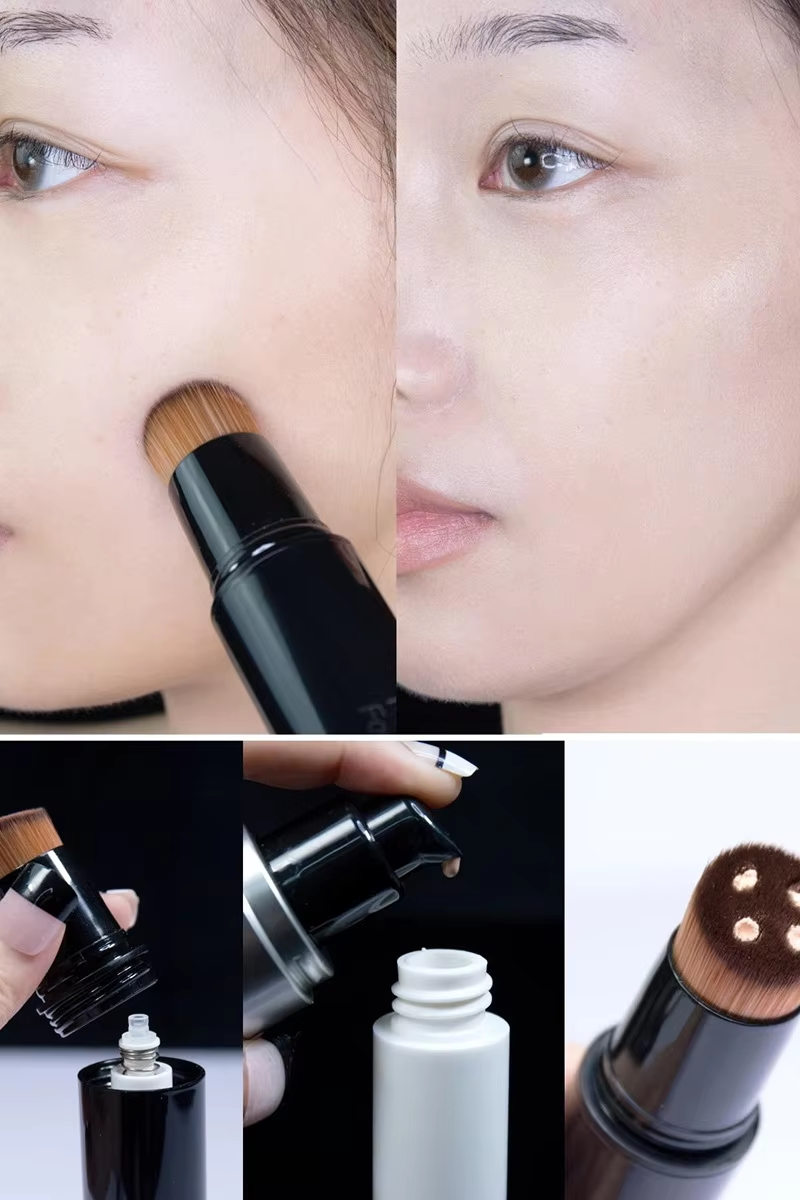 New Refillable Container Kabuki Liquid Foundation Multi-function Makeup Brush Portable Pressed Button Dispensing Brushes