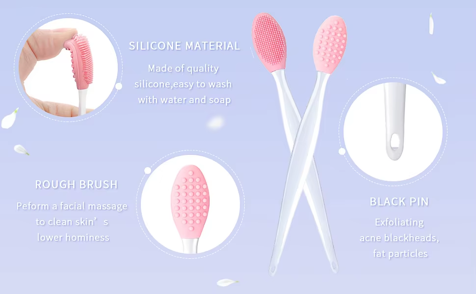 Reusable Exfoliate Lip Brush Soft Nose Cleaning Brush Double Side Silicone Lip Scrub Exfoliator Brushes for Schminke