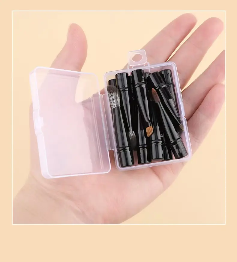 Dual-Ended Blending Blush Angled Stipple Eye Shadow Crease Concealer Brush Set Double-Sided Makeup Eyebrow Pencil