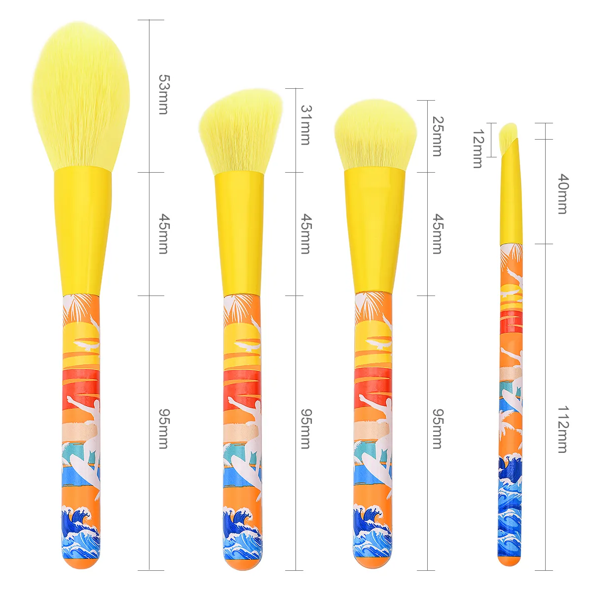 Factory Direct 4Pcs Custom 3D Print Makeup Brushes Powder Contour Blush Eyeshadow Make up Brush Wholesale Makeup & Tools