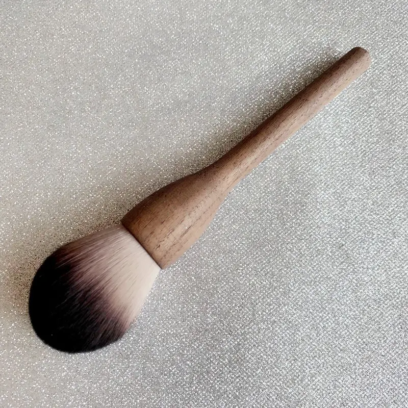 Solid Wood Walnut Large Retro Loose Powder Brush Makeup Brush Set Vegan Wood Handle Custom Cosmetics Brush
