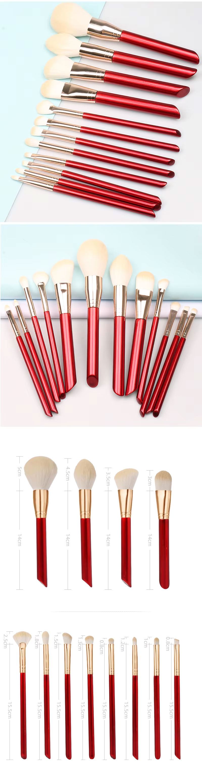 11 Pcs Christmas Red High Quality Synthetic Hair Makeup Brush Custom logo Wooden Makeup Brush Set for Women