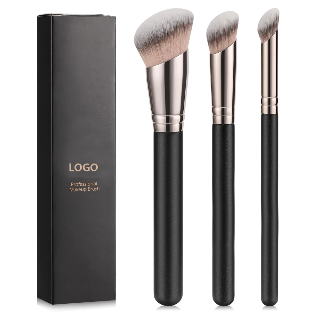 Foundation Brush Soft Dense Synthetic Bristles Angled Blending Buffing Brush for Liquid Cream Contour Bronzer Fou