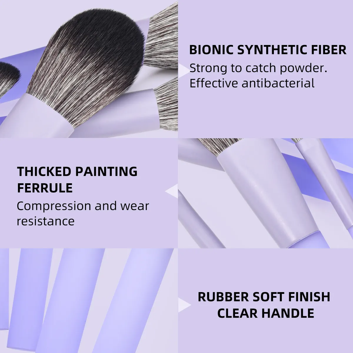 Hot sale 11 Pcs Purple Handle Beauty Makeup Brush Set Acrylic Transparent Custom Logo Cosmetics Make up Brush Kit