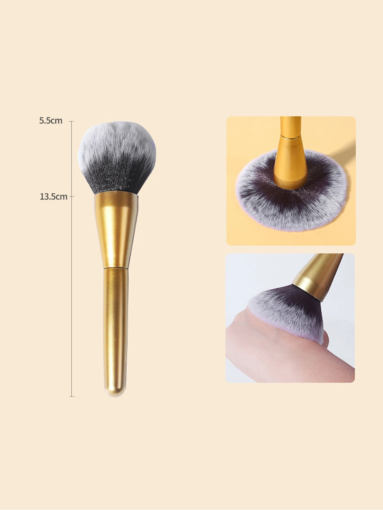 New Single Large Electroplated plastic handle Loose Powder Brush Gold Fluffy Soft Blending Makeup Brush Makeup