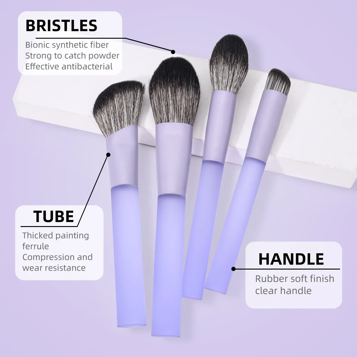 Hot sale 11 Pcs Purple Handle Beauty Makeup Brush Set Acrylic Transparent Custom Logo Cosmetics Make up Brush Kit