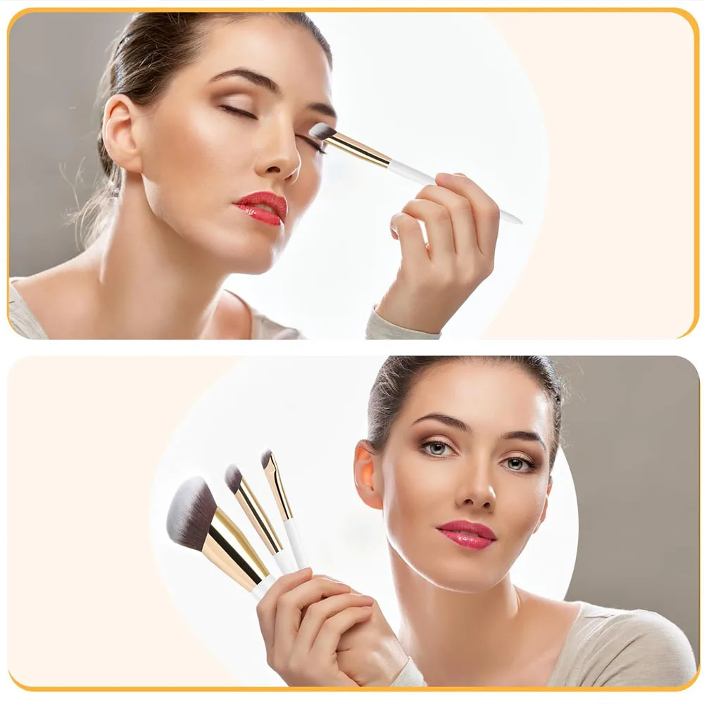 Foundation Brush Soft Dense Synthetic Bristles Angled Blending Buffing Brush for Liquid Cream Contour Bronzer Fou