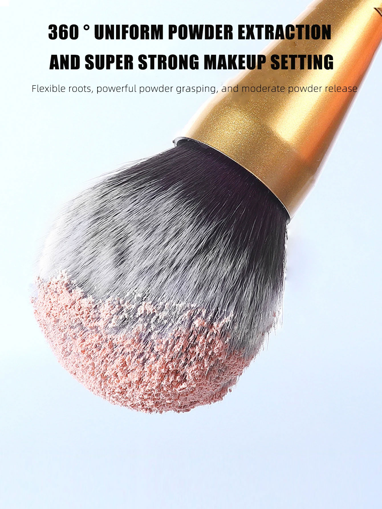 New Single Large Electroplated plastic handle Loose Powder Brush Gold Fluffy Soft Blending Makeup Brush Makeup