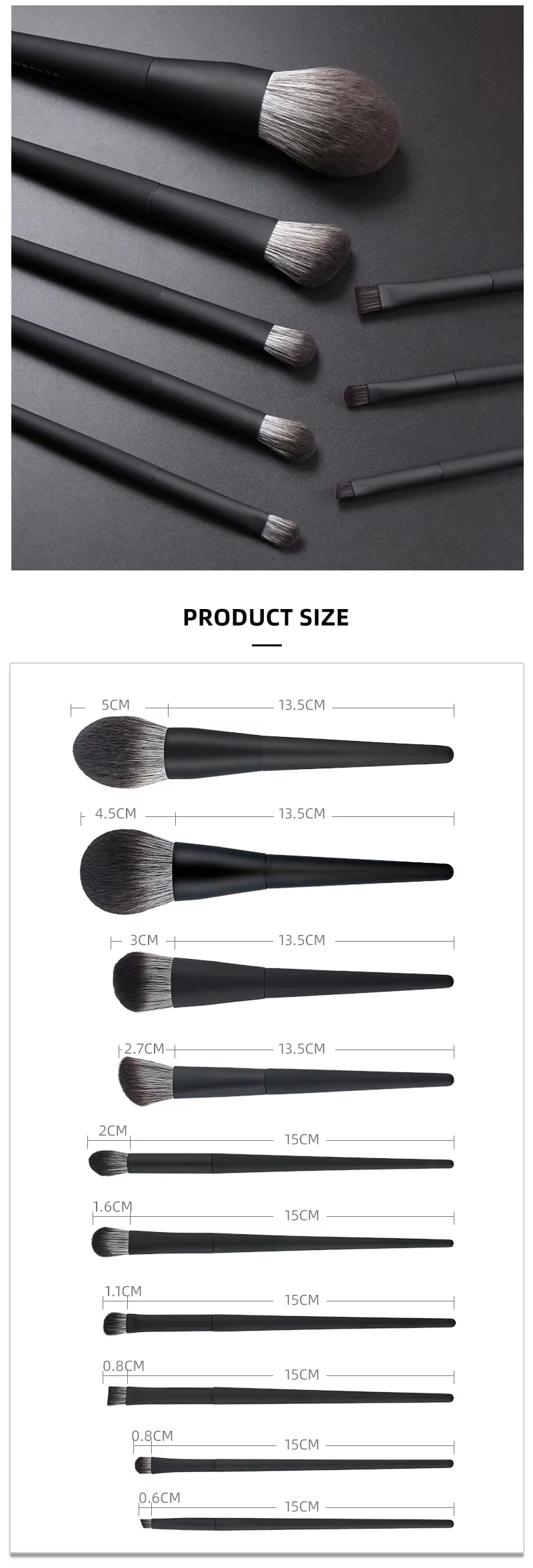 Makeup Brushes Luxury Vegan Cruelty Free 10pcs Black Classic Private Label Logo Makeup Brush Set with Bag High Quality