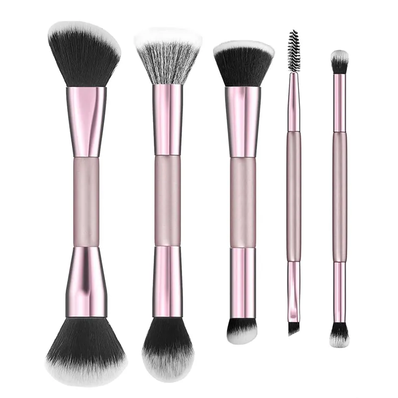 Good sale 5pcs Wholesale Double Side Synthetic Hair Dual-Ended Brush Set Makeup Brush Kits