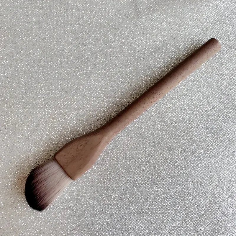 Solid Wood Walnut Large Retro Loose Powder Brush Makeup Brush Set Vegan Wood Handle Custom Cosmetics Brush