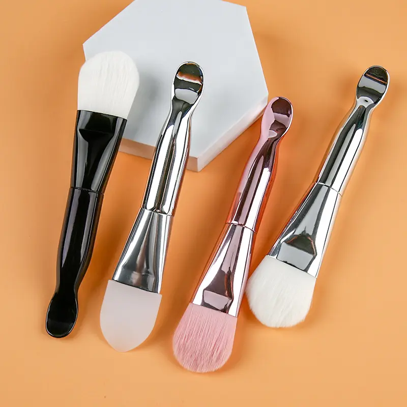 Double-headed Facial Cream Scoop Cosmetic Brush with Digging Spoon Soft Hair Face Mask Brush Skin Care Tools Foundation 