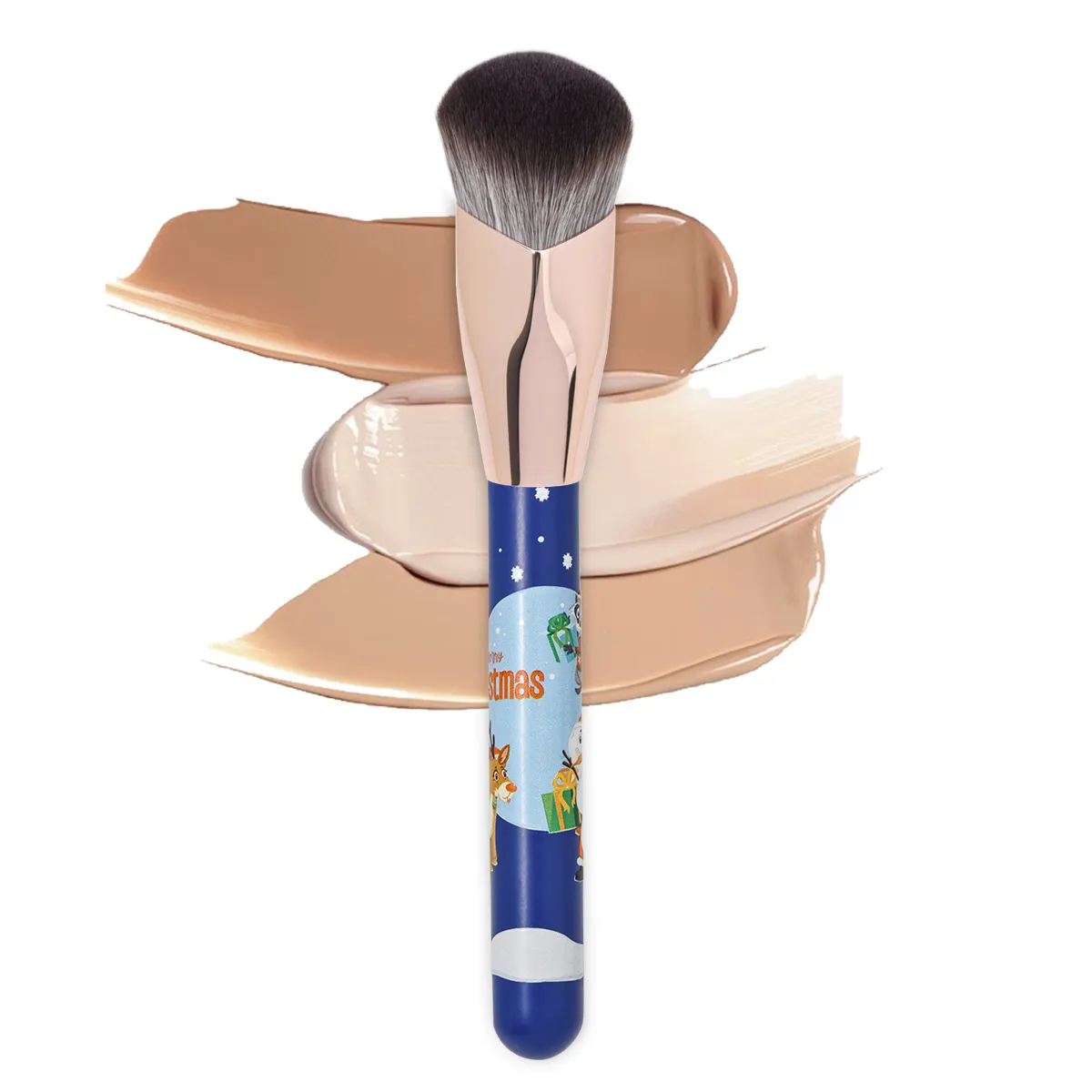 Single Diamond Design 3D Printing Angled Makeup Foundation Brush Fluffy Soft Synthetic Plastic Handle Liquid Foundation 