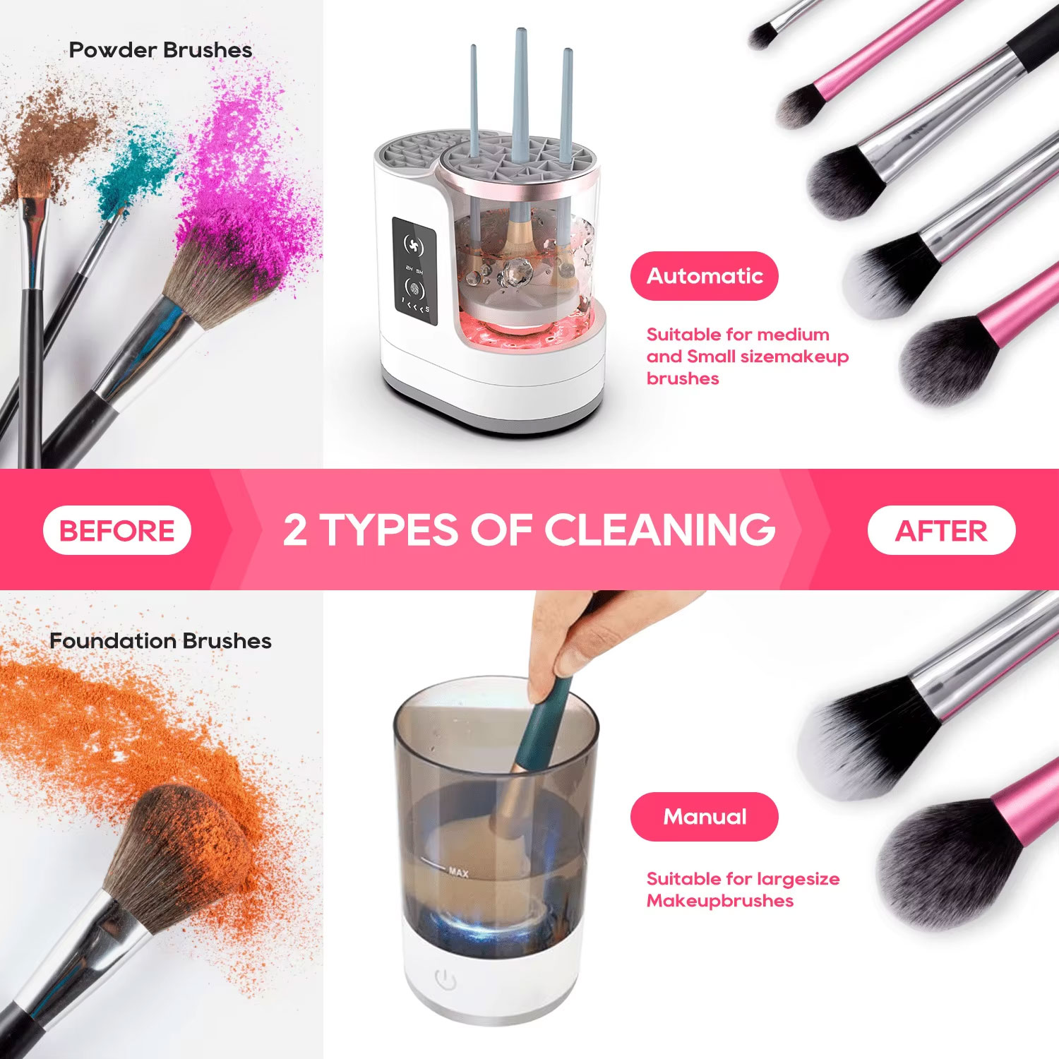 USB Electric Automatic Cosmetic Brushes Washer and Dryer Makeup Brush Cleaner with Labeling Wet and Dry Makeup Tool