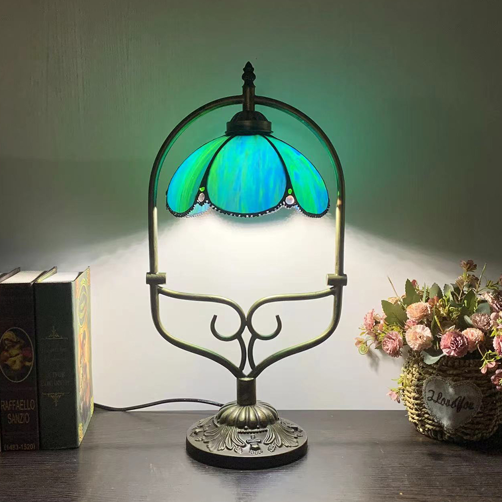 Illuminating Elegance: LONGHUIJING 8-Inch Handcrafted Stained Glass Table Lamp