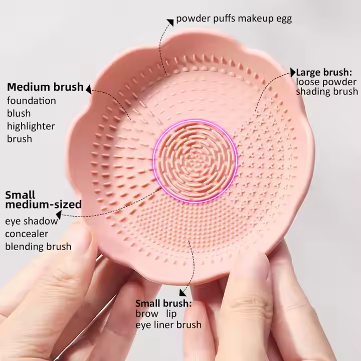 Facial Use Cleaning Pad Flower Shape Makeup Cleaner Bowl Scrubber Silicone Makeup Cleaning Pad Silicone Makeup Cleaner
