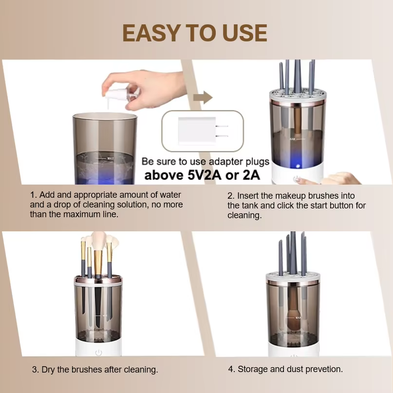 Automatic Makeup Brush Cleaner Machine Fast Deep Cleaning for All Brush Types in Minutes Electric Brush Cleaning Machine