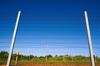 Construction site temporary fence made of welded wire mesh