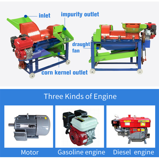 Multifunctional Motor Gasoline Engine Diesel Engine Maize Sorghum Sheller Corn Thresher