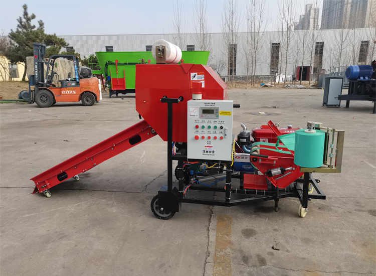 Diesel Engine Packing Rice Straw Corn Silage Grass Wrapper Round Roll Hay Baler Machine