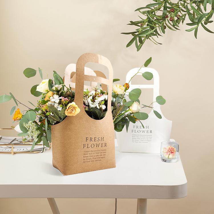 BDL Custom Creative Shape Foldable Paper Preserved Flower Gift Rose Handbag Flower Portable Flower Bag Box