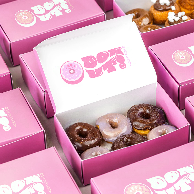 BDL Custom Printed Logo Food Grade Bakery Dessert Pastry Doughnut Bagel Mini Donuts Packaging Boxes
